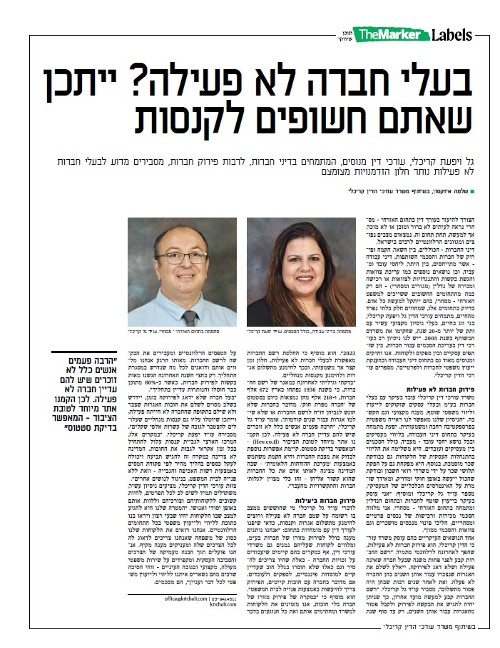 כתבה בדה מרקר - פירוק חברה בע"מ - משרד עו"ד קריכלי